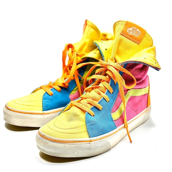 vans era bright color blocked skate shoes